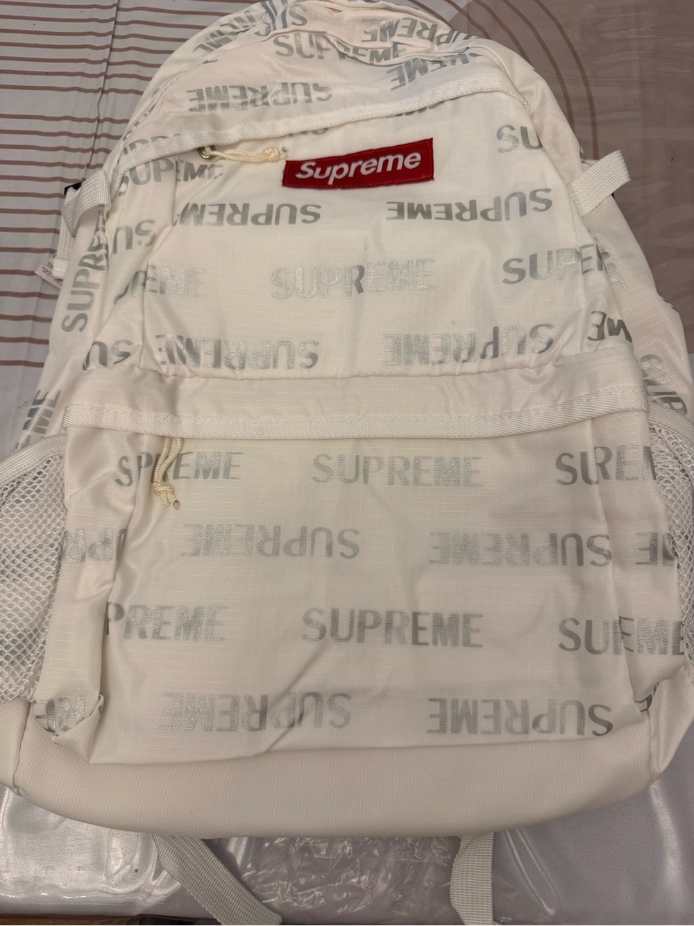 used Supreme White Logo Backpack